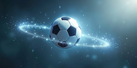 Naklejka premium soccer ball in space close-up on the background of planet earth