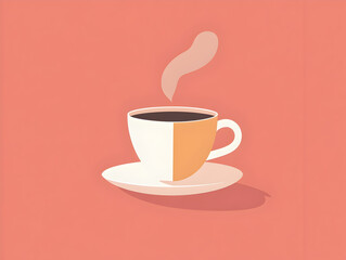 Obraz premium Coffee cup illustrating warmth relaxation digital art soft color palette