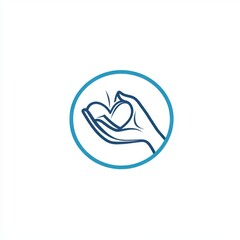 A minimalist illustration of a hand cradling a heart, symbolizing care and compassion.