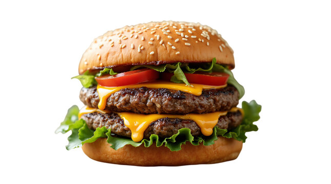 Cheeseburger Isolated on a Transparent Background.
