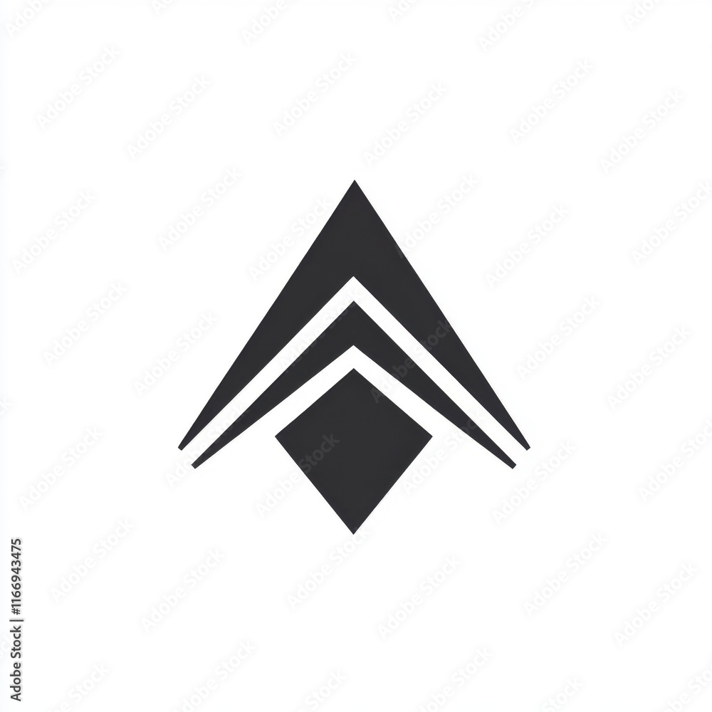 Poster abstract black geometric logo design with triangular shapes and a diamond.