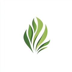 Fototapeta premium Stylized logo representing greenery with abstract leaf shapes in various shades of green.