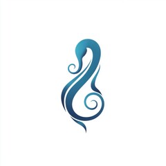 Obraz premium Elegant blue octopus design with flowing curves against a white background.