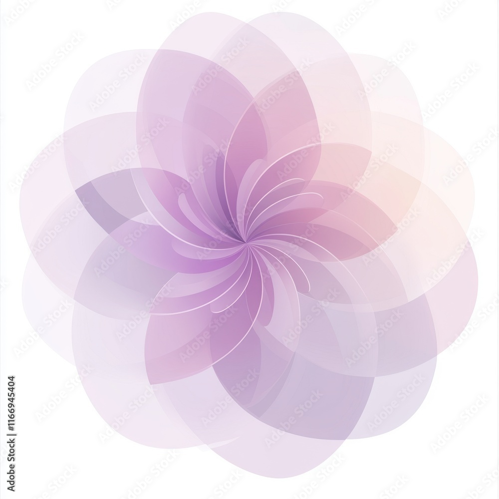 Poster a delicate abstract flower with soft purple hues, creating a serene and calming visual effect.