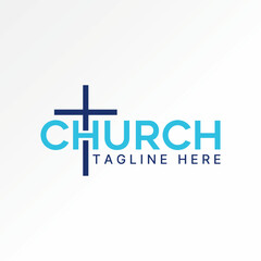Logo design graphic concept creative premium vector stock image graphic word text Church christian cross symbol font to monogram typography religion