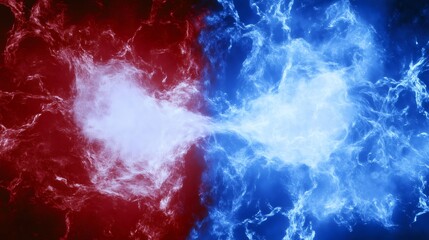 Fototapeta premium Red and blue waves clashing, creating a symbolic energy flow