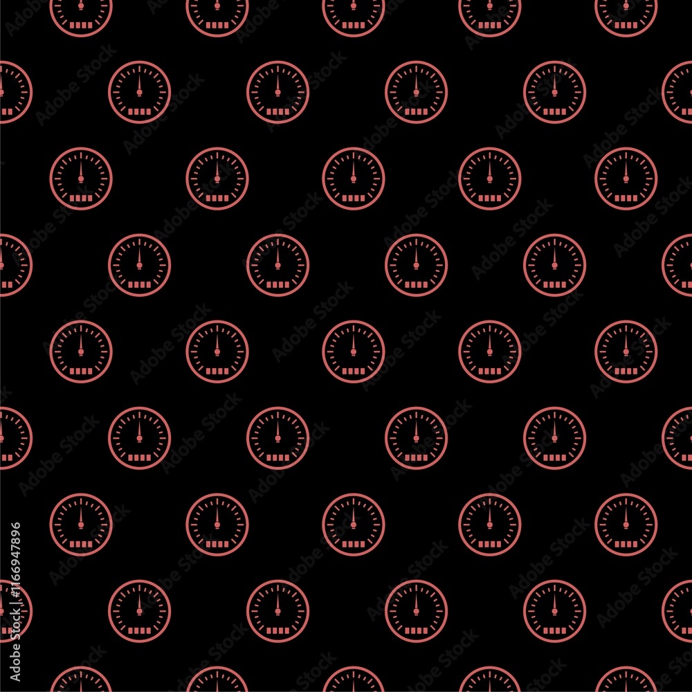 Poster speedometer icon isolated seamless pattern on black background