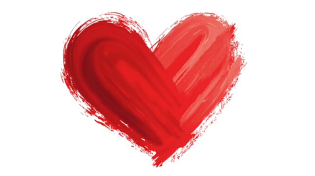 Painted Heart Isolated on a Transparent Background.