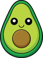 Adobe Illustrator Art work Cute kawaii avocado icon. Clipart image isolated on white background