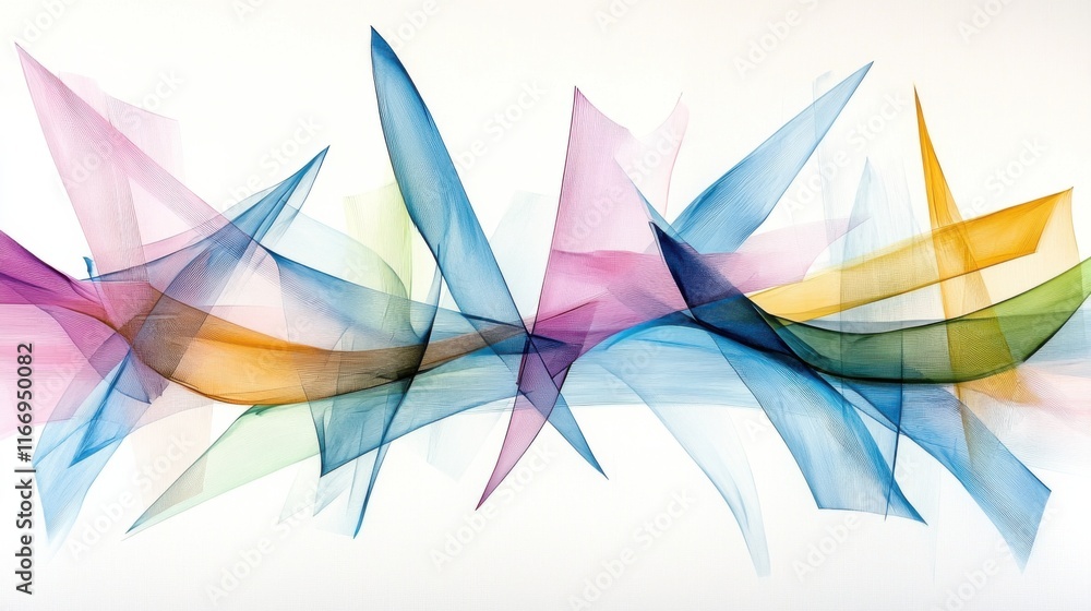 Poster a vibrant abstract artwork featuring flowing shapes in various colors, creating a sense of movement 