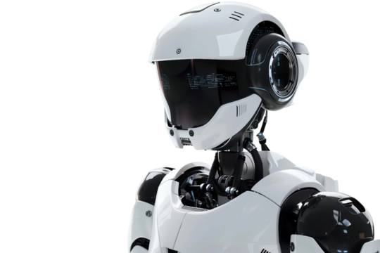 User-Friendly Service Robot for Improving Productivity in Various Industries Isolated on Transparent Background