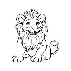 Line art Cute Lion for Kids Coloring Page