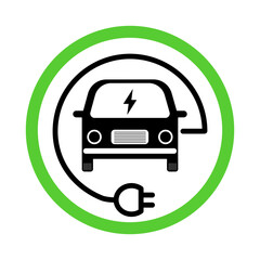EV Charger electric car with plug icon, eco friendly vehicle concept, ev vector illustration