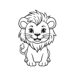 Line art Cute Lion for Kids Coloring Page