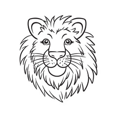 Line art Cute Lion for Kids Coloring Page