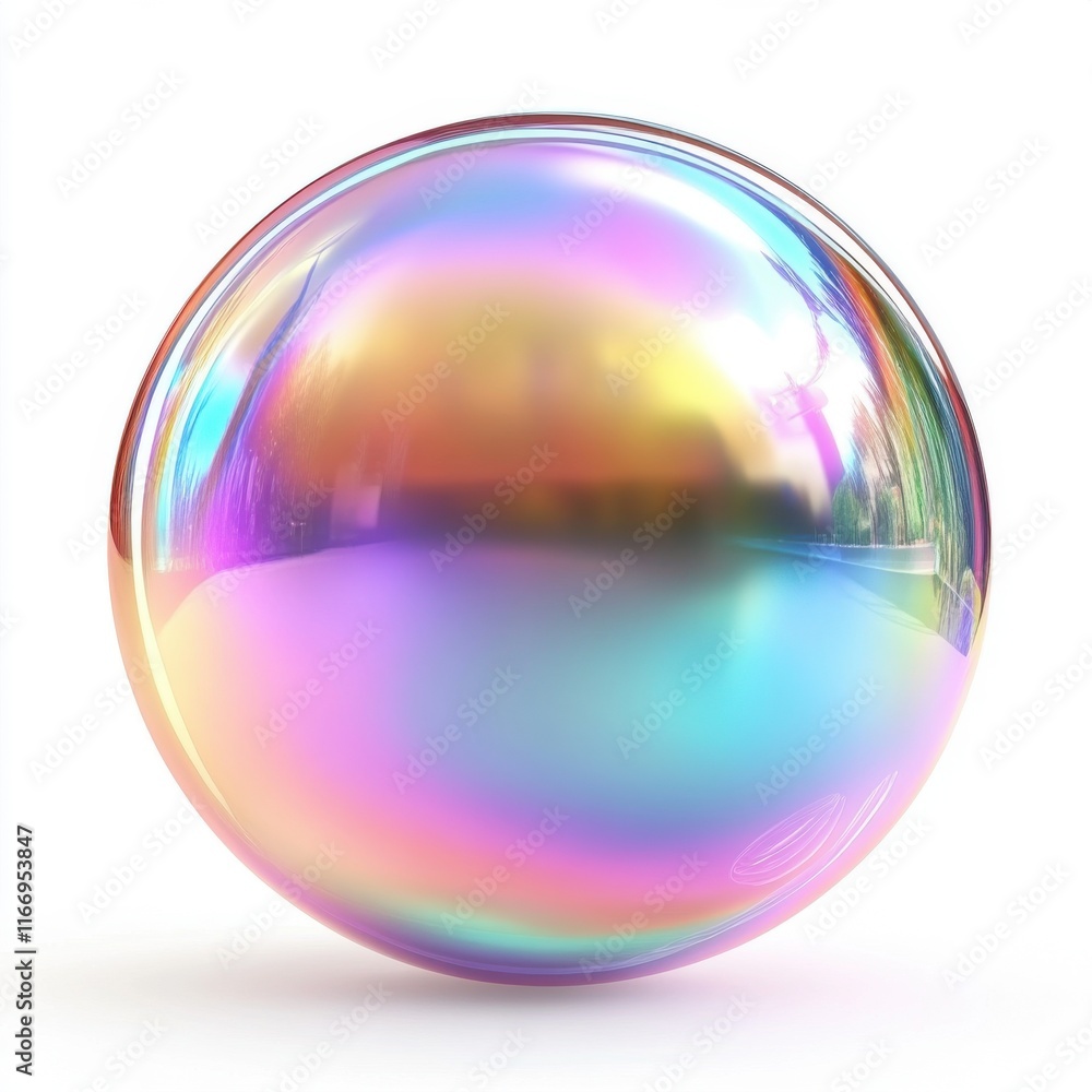 Poster a colorful soap bubble reflecting vibrant hues and light, showcasing an array of rainbow colors.