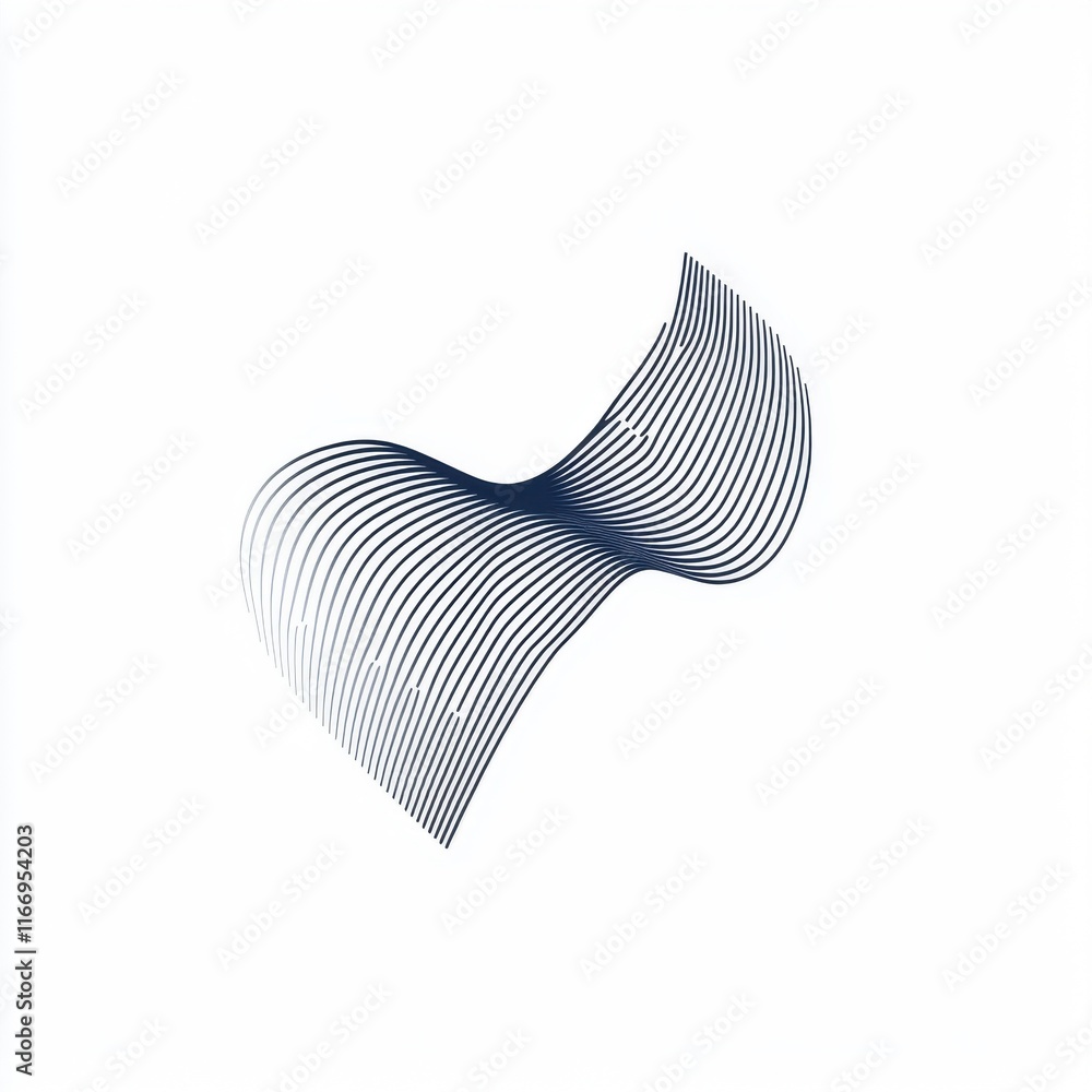 Aufkleber abstract blue curved lines creating a fluid shape on a white background.