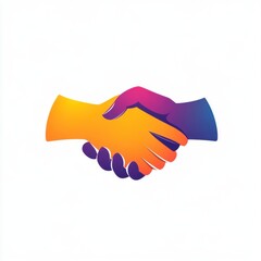A vibrant handshake symbol representing unity and collaboration in a modern, colorful design.