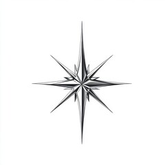 Obraz premium A striking black and white compass rose design featuring sharp, angular points.