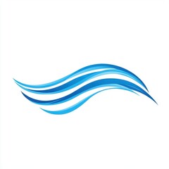 Stylized blue wave design conveying motion and fluidity on a white background.
