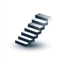 Stylized gray and white staircase ascending into the void, symbolizing progress and opportunity.