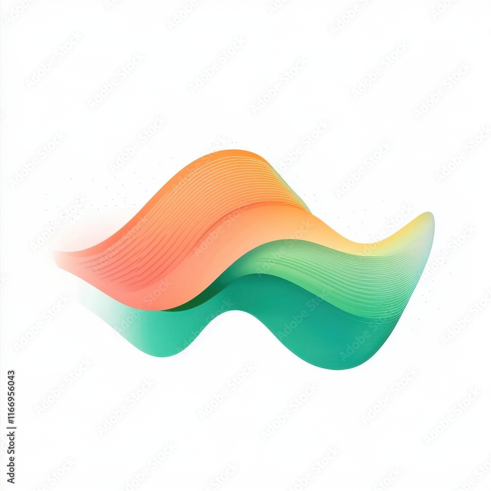 Poster abstract wavy shapes in vibrant orange and teal hues, creating a modern and dynamic visual experienc