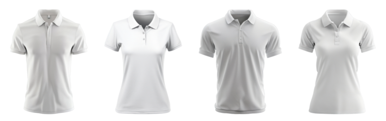 White polo shirt fashion png cut out element set, transparent background