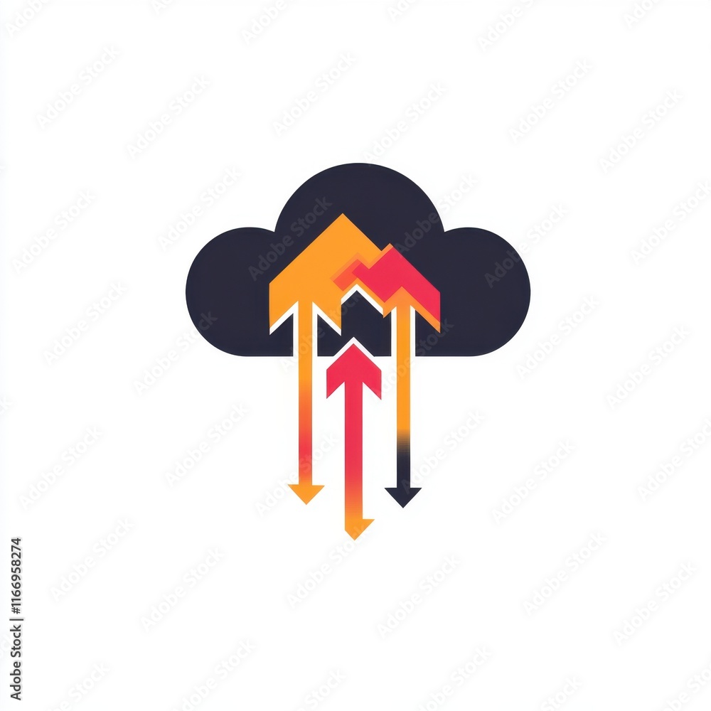 Aufkleber dynamic cloud graphic with colorful upward arrows representing growth and progress.