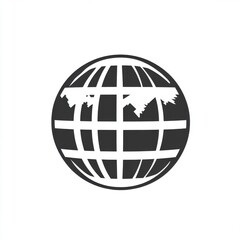 Stylized black and white globe design featuring broken lines, symbolizing connectivity and disruption.
