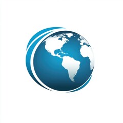 Fototapeta premium Stylized blue and white globe illustration representing global connectivity and technology.