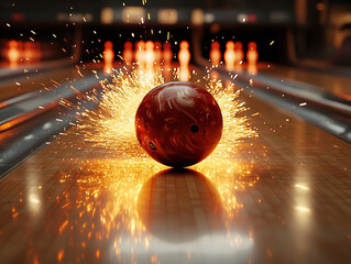 Bowling ball ignites sparks on polished alley