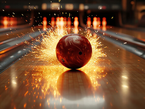 Bowling ball ignites sparks on polished alley