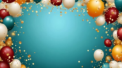 A vibrant backdrop filled with assorted balloons enhances party vibes.