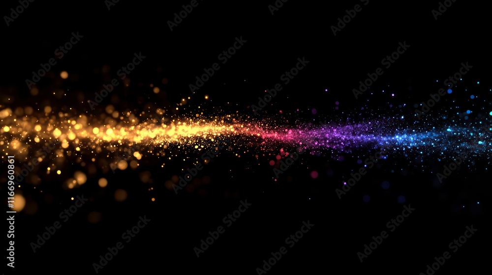 Aufkleber abstract black background with colorful light fragments, subtle bokeh overlay effects. lots of color