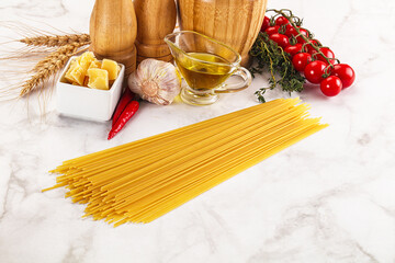 Raw dry Italian pasta - spaghetti