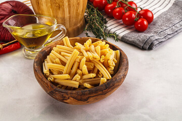 Raw dry Italian pasta - casarecce