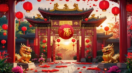 Fototapeta premium vibrant chinese new year celebration themed