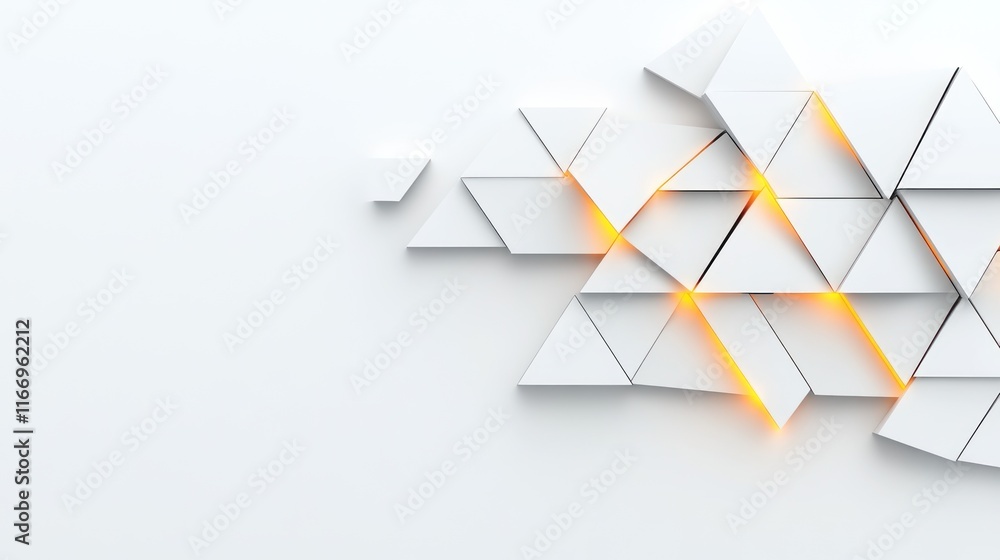 Aufkleber abstract geometric design with illuminated triangles on a white background.