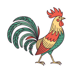 Colorful rooster illustration with vector style