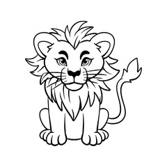Line art Cute Lion for Kids Coloring Page