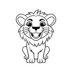 Line art Cute Lion for Kids Coloring Page