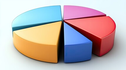Fototapeta premium Colorful pie chart with five distinct segments.