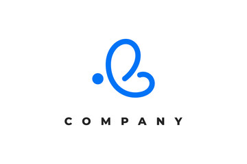 letter e and butterfly minimal logo