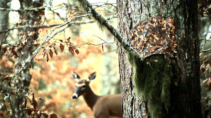 Forest-Inspired Close-Up Camouflage on Tree Branches and Foliage