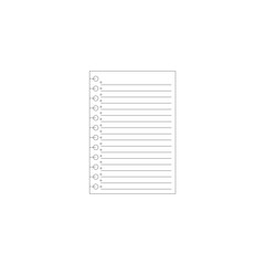 Minimalist Wireframe Spiral Notebook with Bullet Points and Lines | Single Page Flat Design