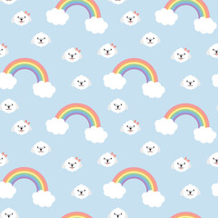 Maltese Dog Rainbow Seamless Pattern