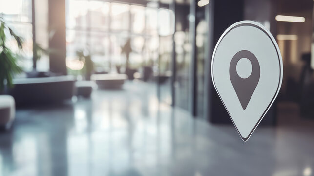 Have move icon or we have moved sign for office new location and address change, line vector. Business office new place or we have moved information sign with location pin point - Powered by Adobe