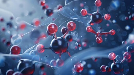 3D molecular visualization of enzyme protein binding in glowing lab setup