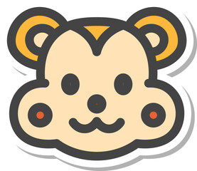 ステッカー風動物の単品アイコン　ハムスター