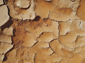 Arid desert ground with dry cracked soil texture, capturing rugged natural patterns in detail.
